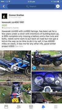 Kawasaki zzr400 £300