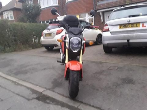 Here i have a honda msx 125 with 5000 miles in great conditon with hot grips alarm and back box