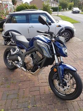 blue Honda cb650f only 200 miles 2017