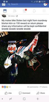 STOLEN KTM 150SX