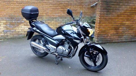 Suzuki Inazuma, low mileage and 13 months MOT. Ideal commutor bike with top box and chain lock