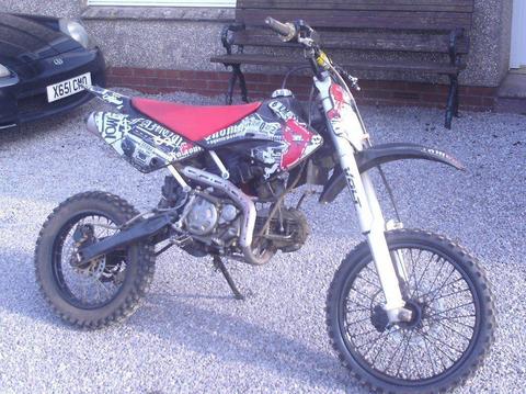pitbike demon x 160 large cr70 size with big wheels rebuilt motor still needs running in