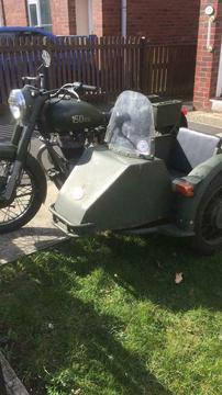 Royal Enfield combination motorcycle and sidecar